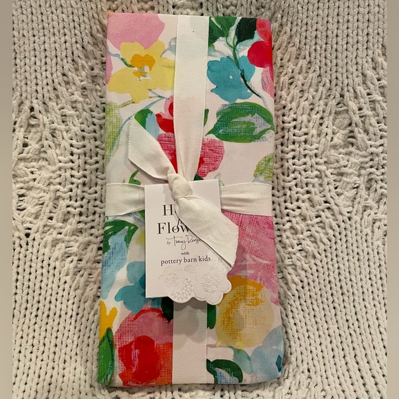 PB Kids Floral Crib Sheet Organic Cotton Hope Flowers Tracy Reese Bouquet NWT - Picture 4 of 6